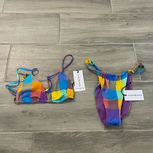 Weworewhat We Wore What Gingham Bikini Top Bottom Set Swimsuit Small